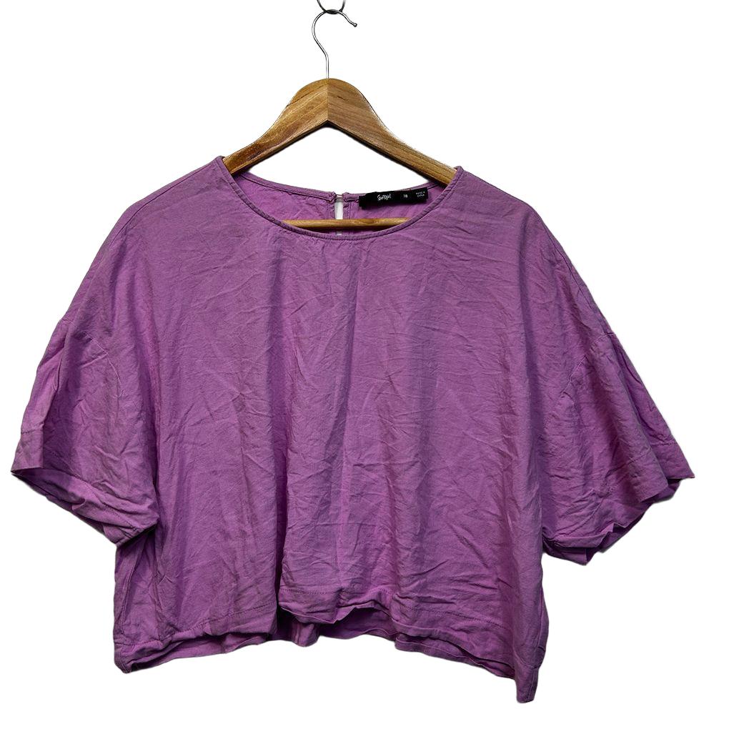 Sportsgirl Purple Linen Cropped Top - Size 18