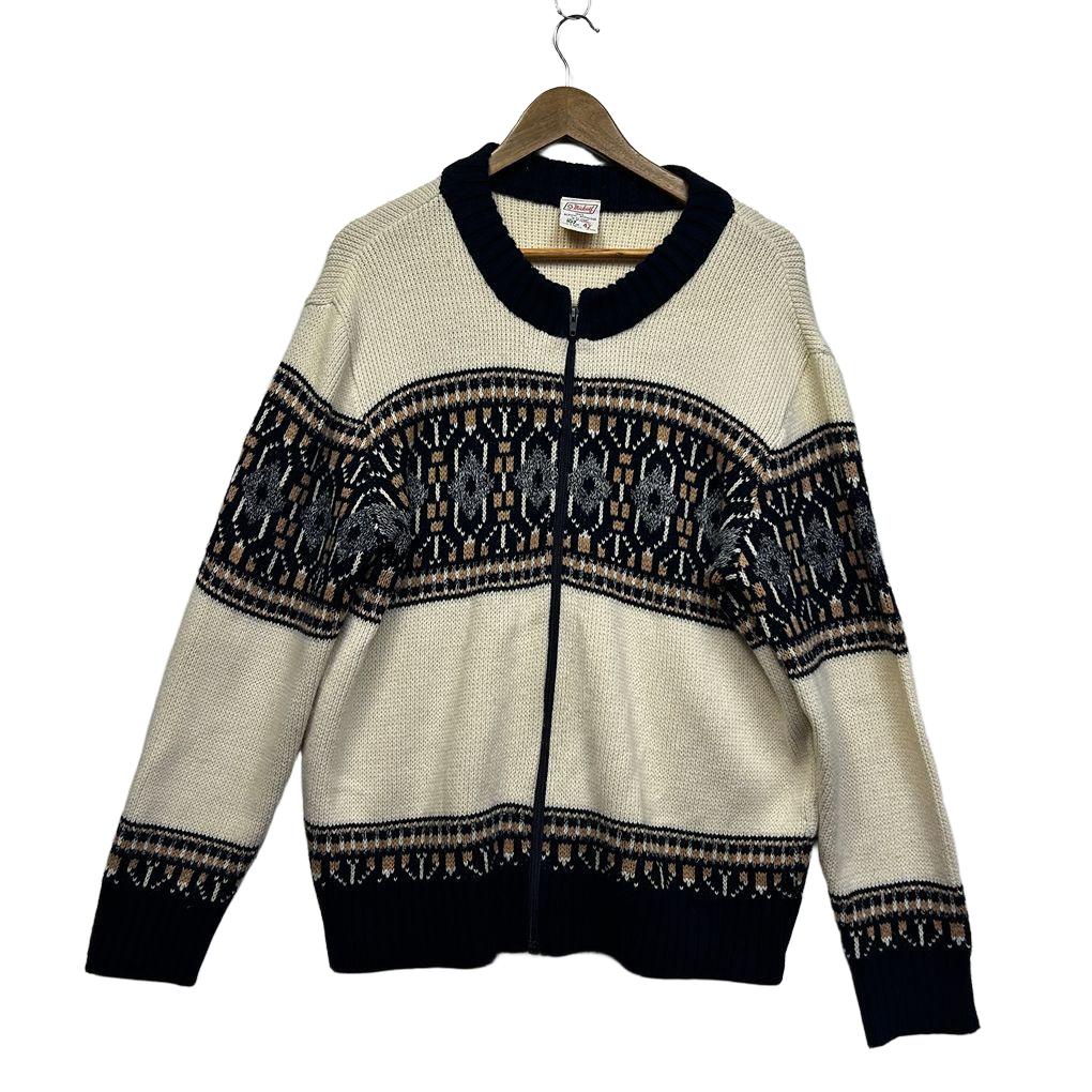 Vintage St Michael Nordic Fair Isle  Zip Knit Jumper Cardigan Mens L / Womens 16/18