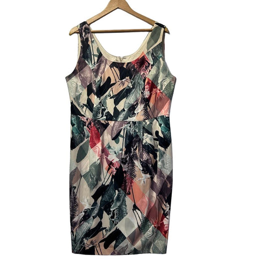 Studio East Abstract Print Pencil Dress - Size 16