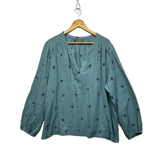 Style&Co Teal Boho Cotton Top - Size 3X