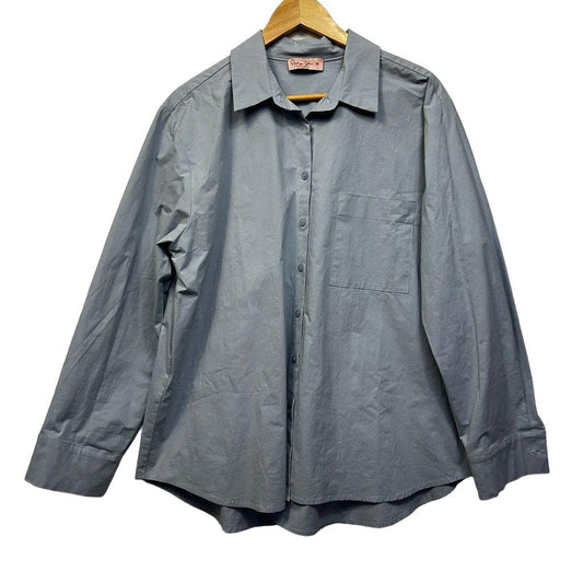 Styling You The Label Blue Plus Size Cotton Shirt - Size 18