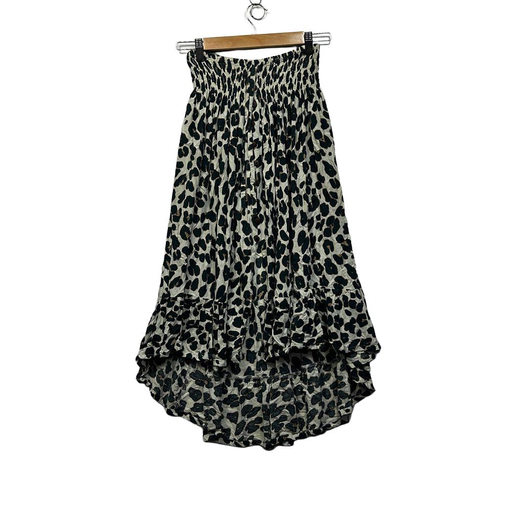 Sundrenched Cream Leopard Print Hi Low Maxi Skirt - Size 8-16