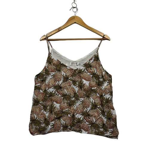 Sunny Girl Brown Leaf Print Cami - Size 14