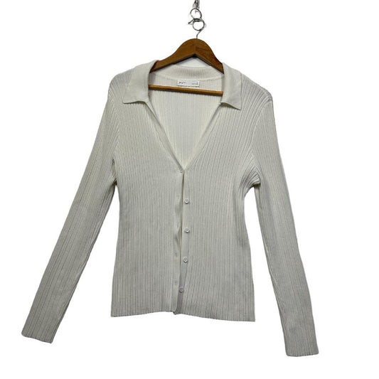 Supré White Ribbed Cardigan - Size XL