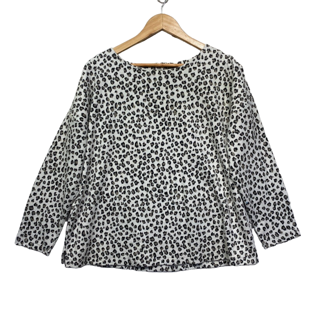 Sussan Animal Print Cotton Long Sleeve Top - Size L/14