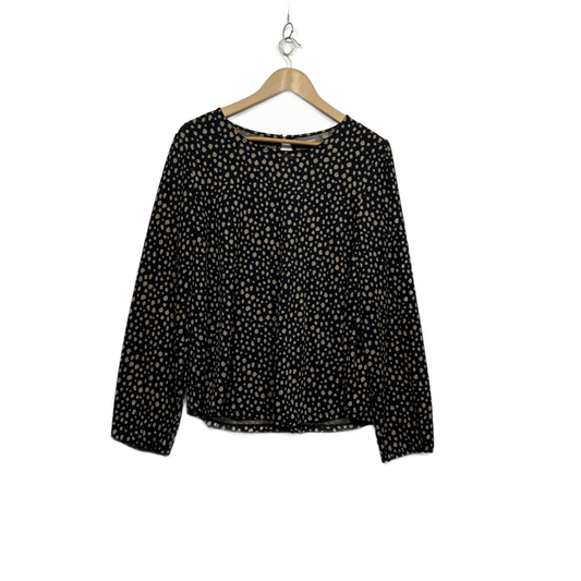 Sussan Black Beige Long Sleeve Blouse - Size L/14