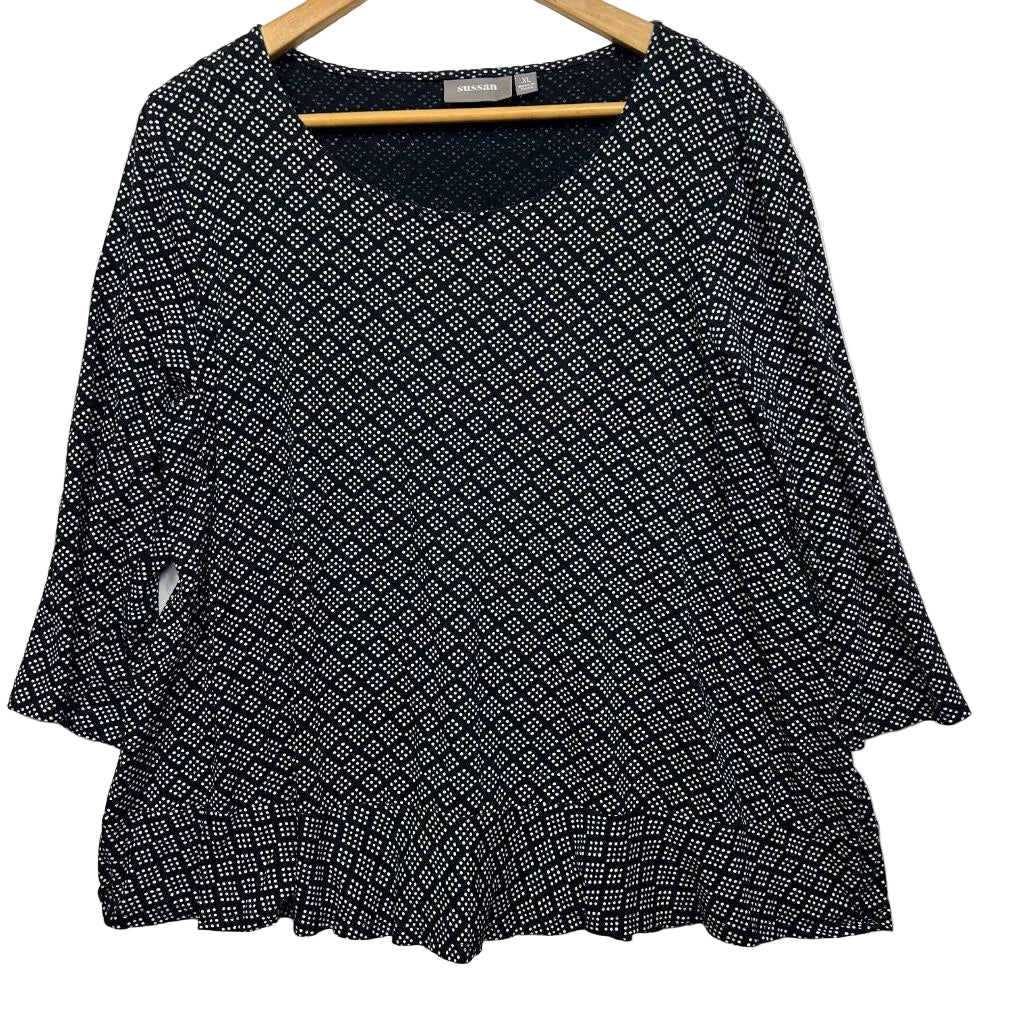 Sussan Black Spot Cotton Top - Size XL