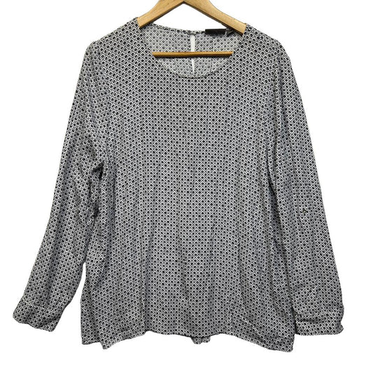 Sussan Black White Print Top - Size 18