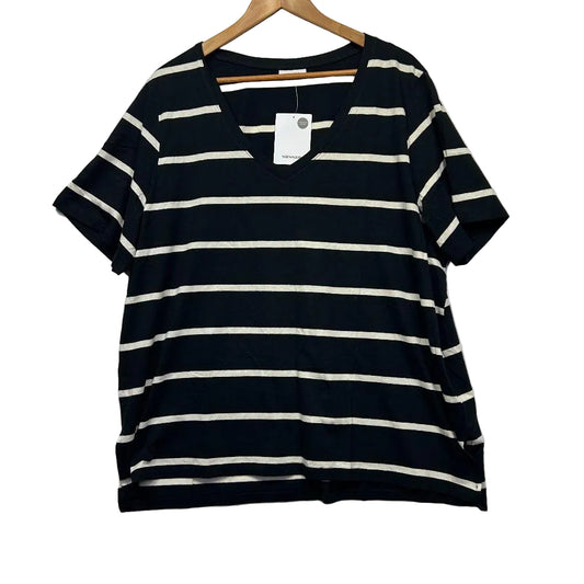 Sussan Black/White Stripe Cotton Tee - Size 4XL