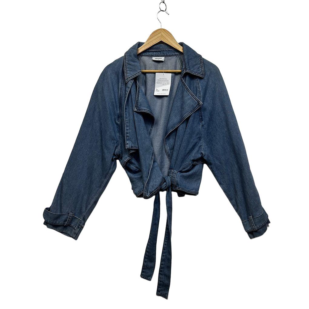 Sussan Blue Cotton Denim Wrap Jacket - Size 16