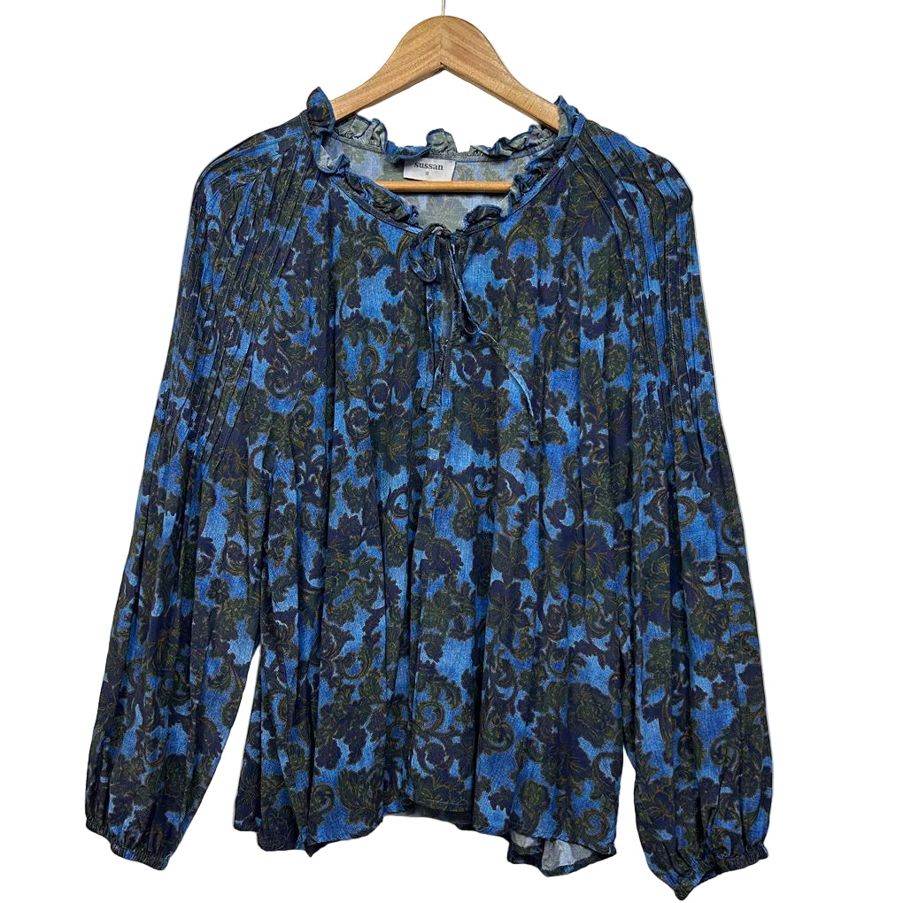 Sussan Blue Floral Top - Size 18