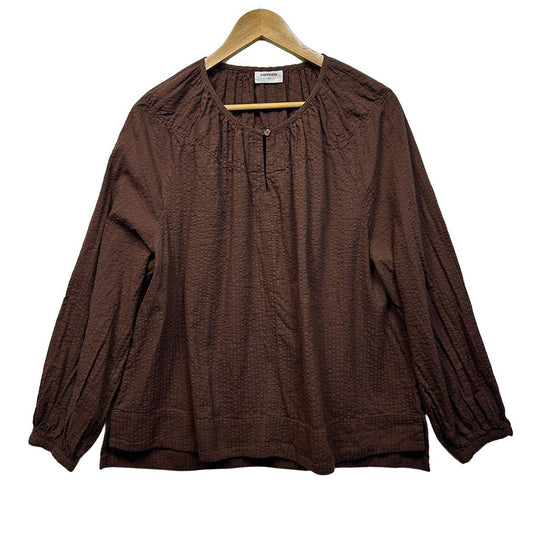 Sussan Chocolate Long Sleeve Cotton Top - Size 16