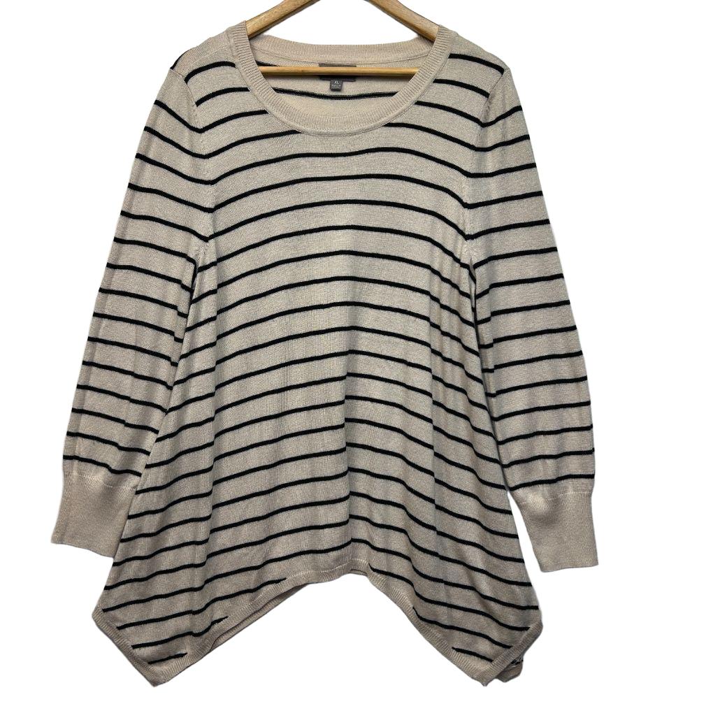 Sussan Cream Striped Knit Jumper - Size 18