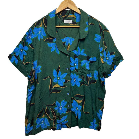 Sussan Green Floral Shirt & Short Set- Size XXL