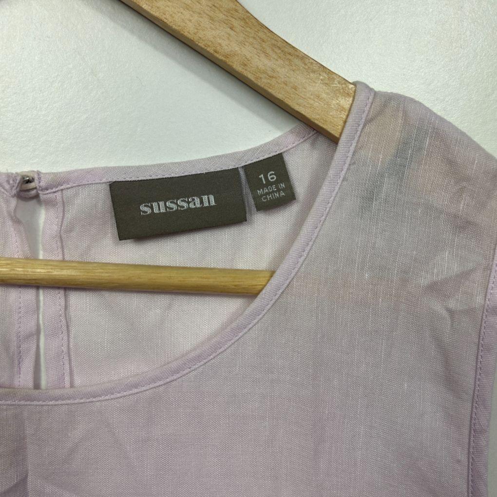 Sussan Lilac Linen Sleeveless Top - Size 16
