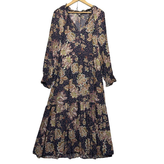 Sussan Navy Floral Dress - Size 16