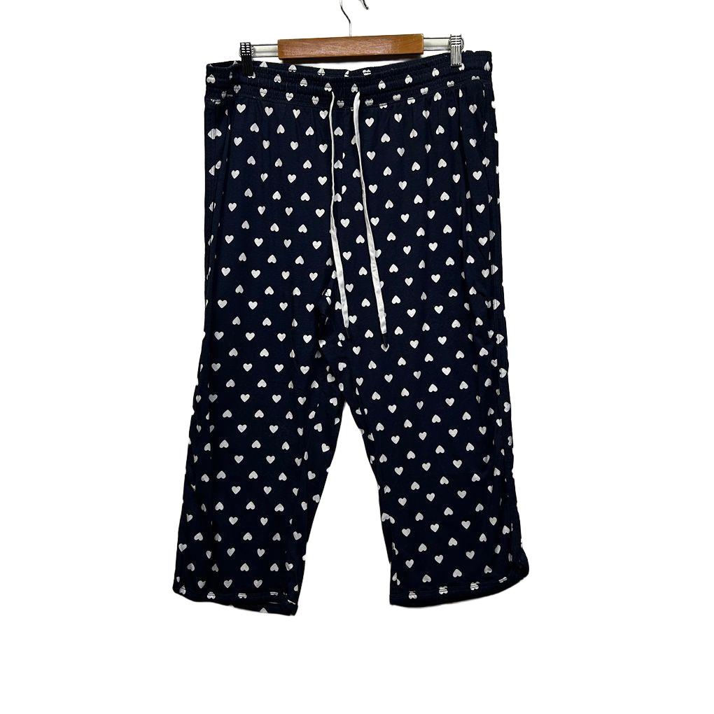 Sussan Navy Plus Size Heart Print Sleep 3/4 Pants - Size XXL