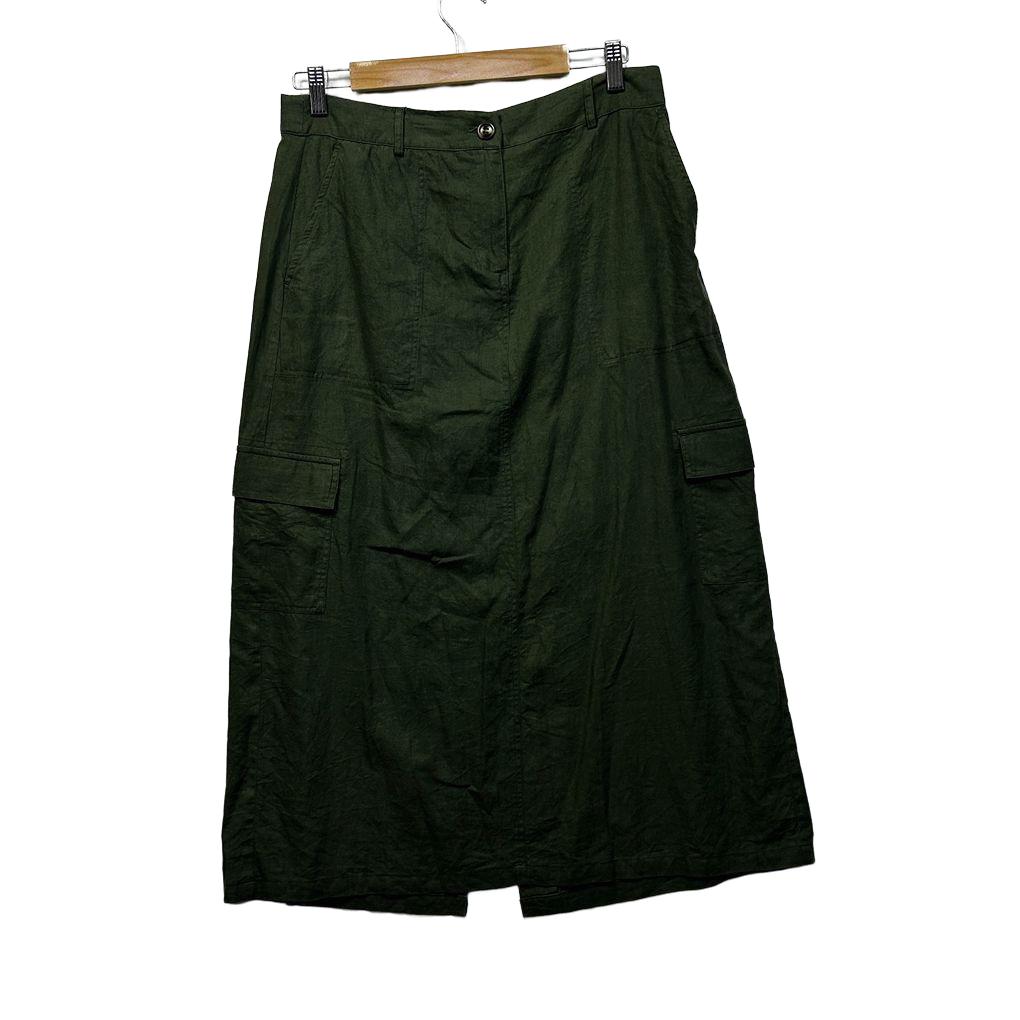 Sussan Olive Green Linen Skirt - Size 14