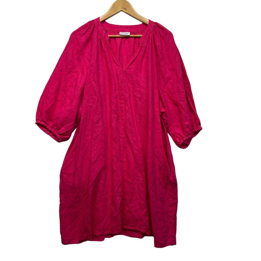 Sussan Pink Linen Dress - Size 16