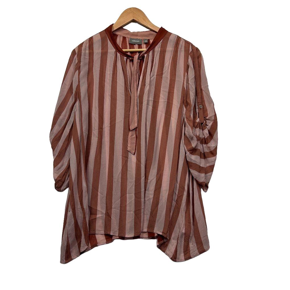 Sussan Pink Stripe Plus Size Shirt - Size 18