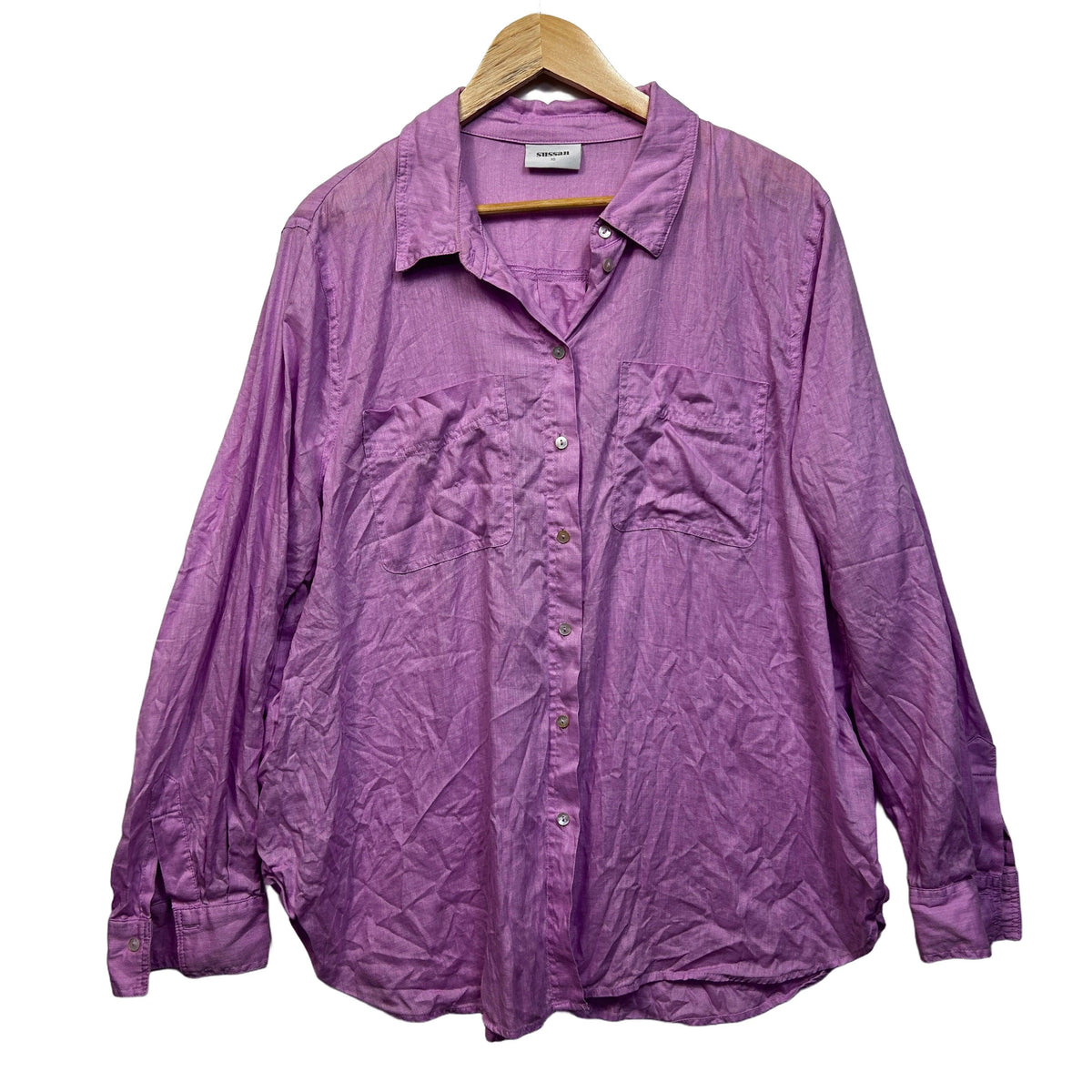 Sussan Purple Long Sleeve Linen Shirt - Size 16