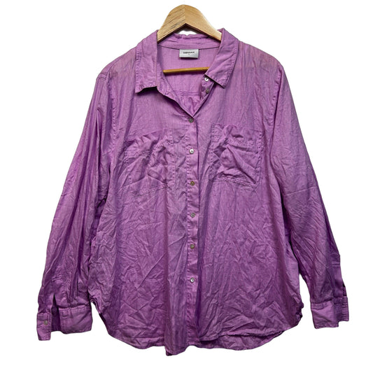 Sussan Purple Long Sleeve Linen Shirt - Size 16