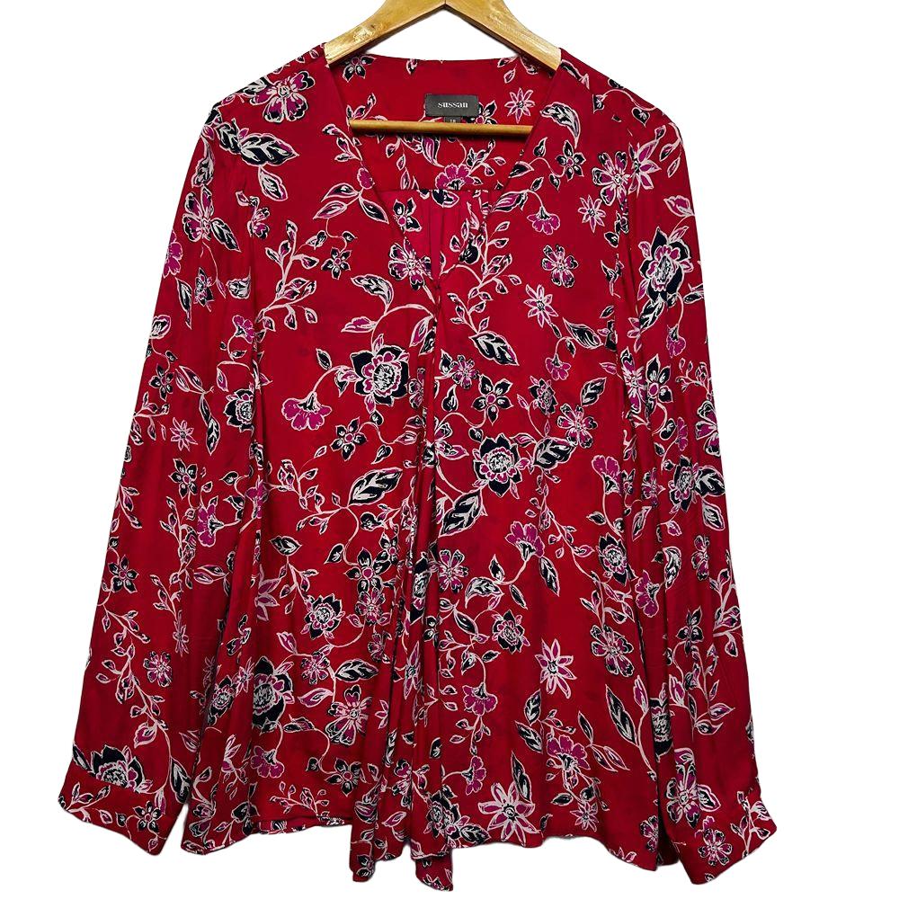 Sussan Red Floral Top - Size 18
