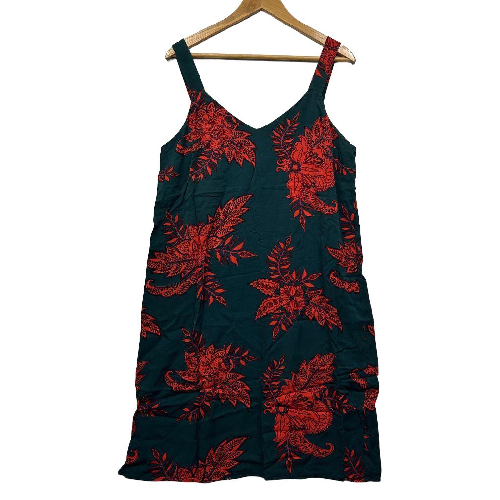 Sussan Teal Floral Sleeveless Dress - Size 14