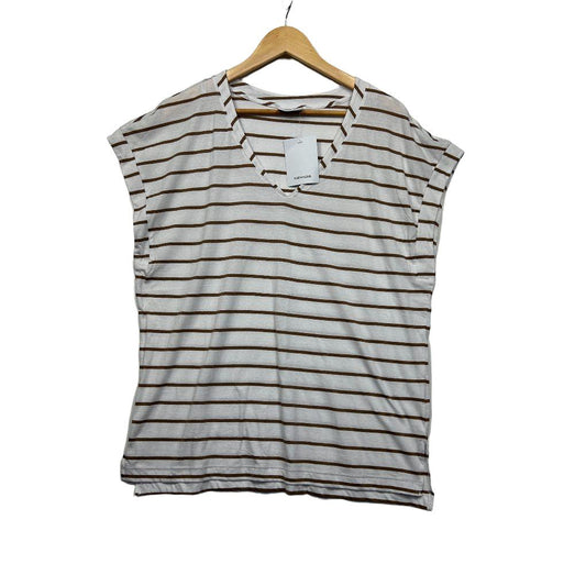 Sussan White Cotton Stripe Top - Size L