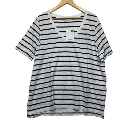 Sussan White/Navy Stripe Cotton Tee - Size 20/3XL