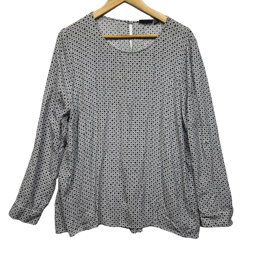 Sussan Black White Print Top - Size 18