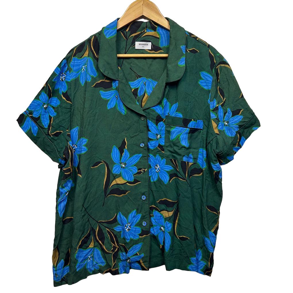 Sussan Green Floral Shirt & Short Set- Size XXL