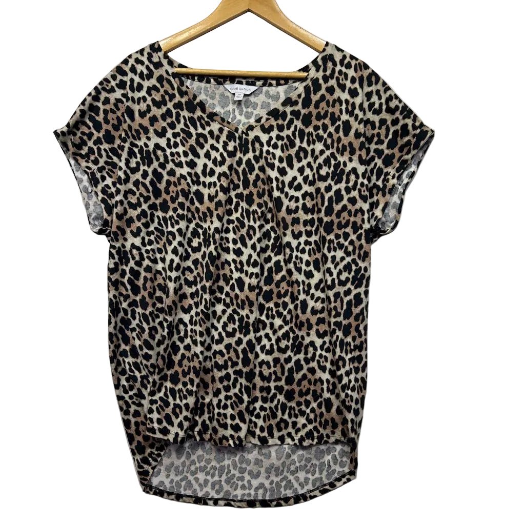 Suzanne Grae Basics Leopard Print Cotton Top - Size 2XL