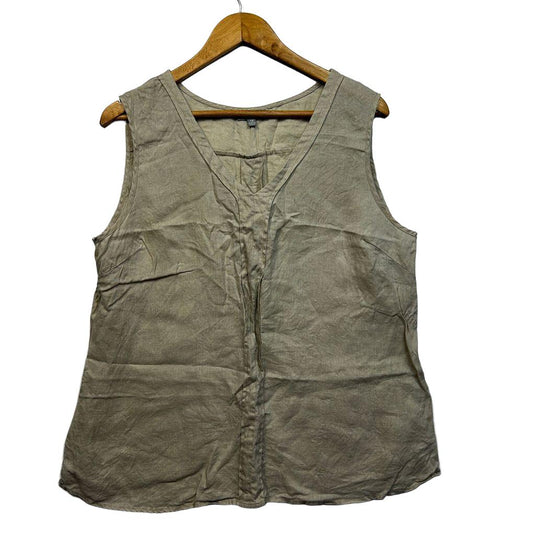 Suzanne Grae Beige Linen Sleeveless Top - Size 14