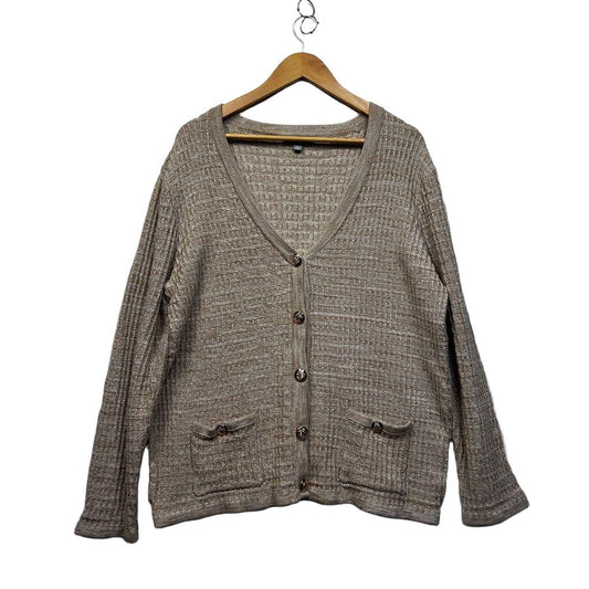 Suzanne Grae Beige Plus Size Cotton Cardigan - Size 2XL