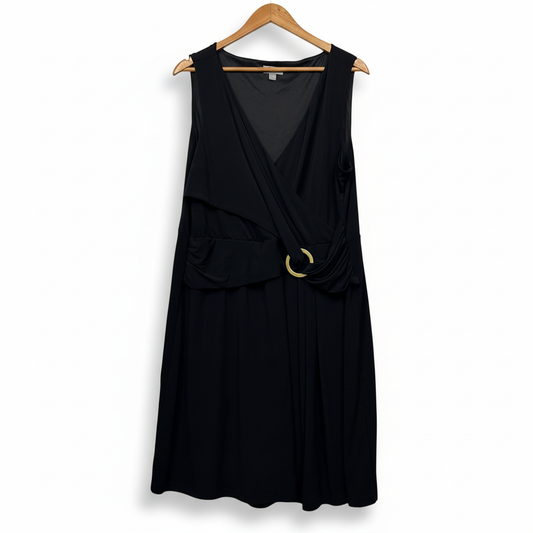 Suzanne Grae Black Sleeveless Faux Wrap Dress - Size XL