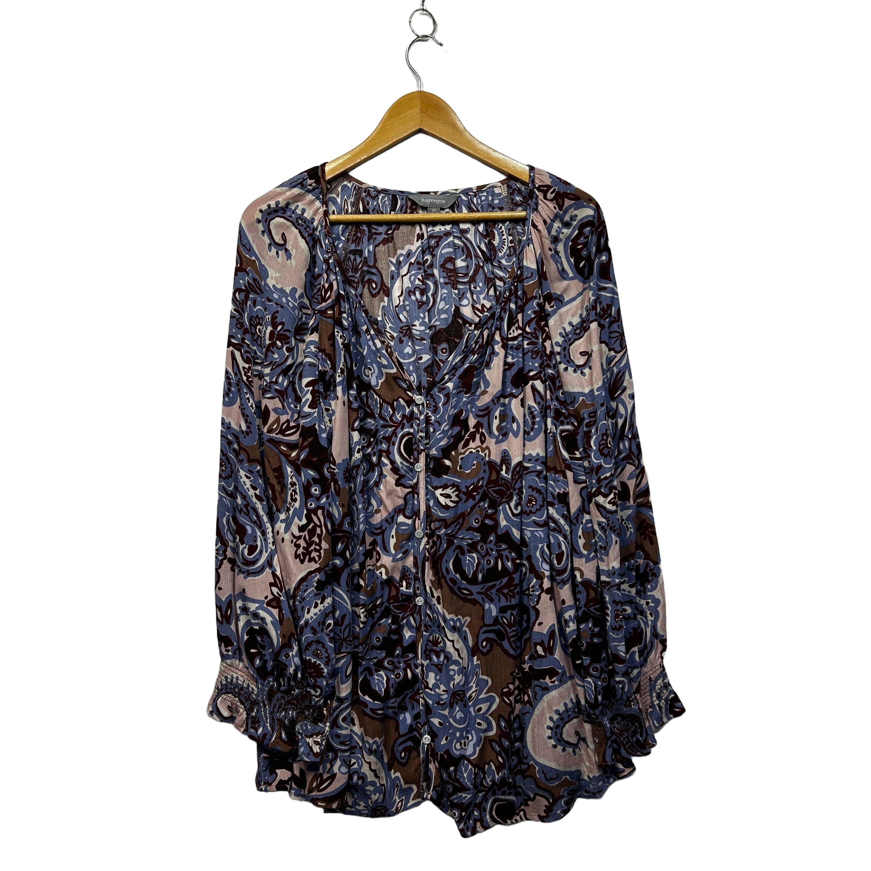 Suzanne Grae Blue Paisley Plus Size Top - Size 24