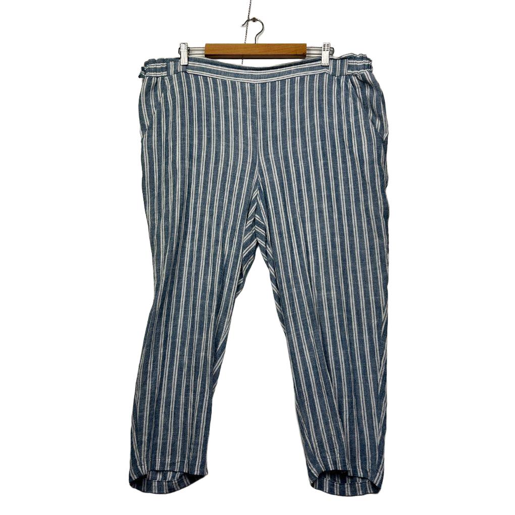 Suzanne Grae Blue Stripe Linen Pants - Size