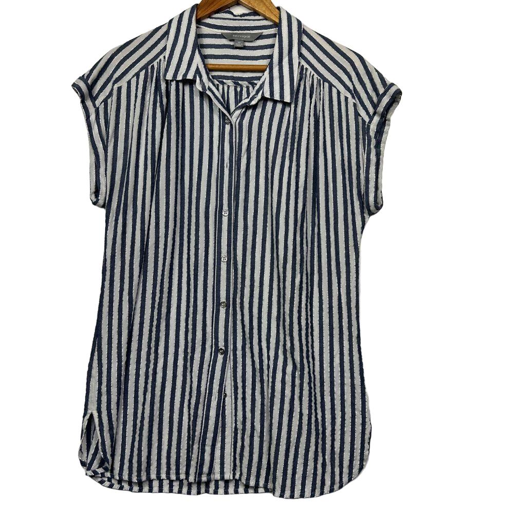 Suzanne Grae Blue White Stripe Cap Sleeve Dress - Size 14