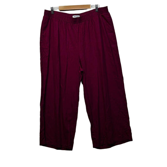Suzanne Grae Burgundy Plus Size Linen Pants - Size 18