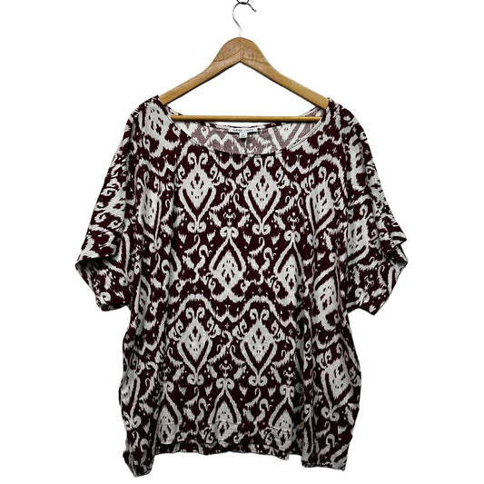 Suzanne Grae Burgundy Plus Size Linen Top - Size 22