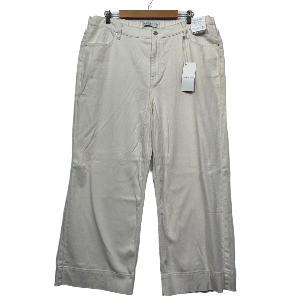 Suzanne Grae Cream Cotton Straight Leg Jeans - Size 20 (fault- Mark)