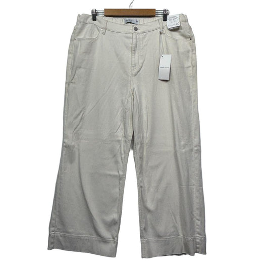 Suzanne Grae Cream Cotton Straight Leg Jeans - Size 20 (fault- Mark)