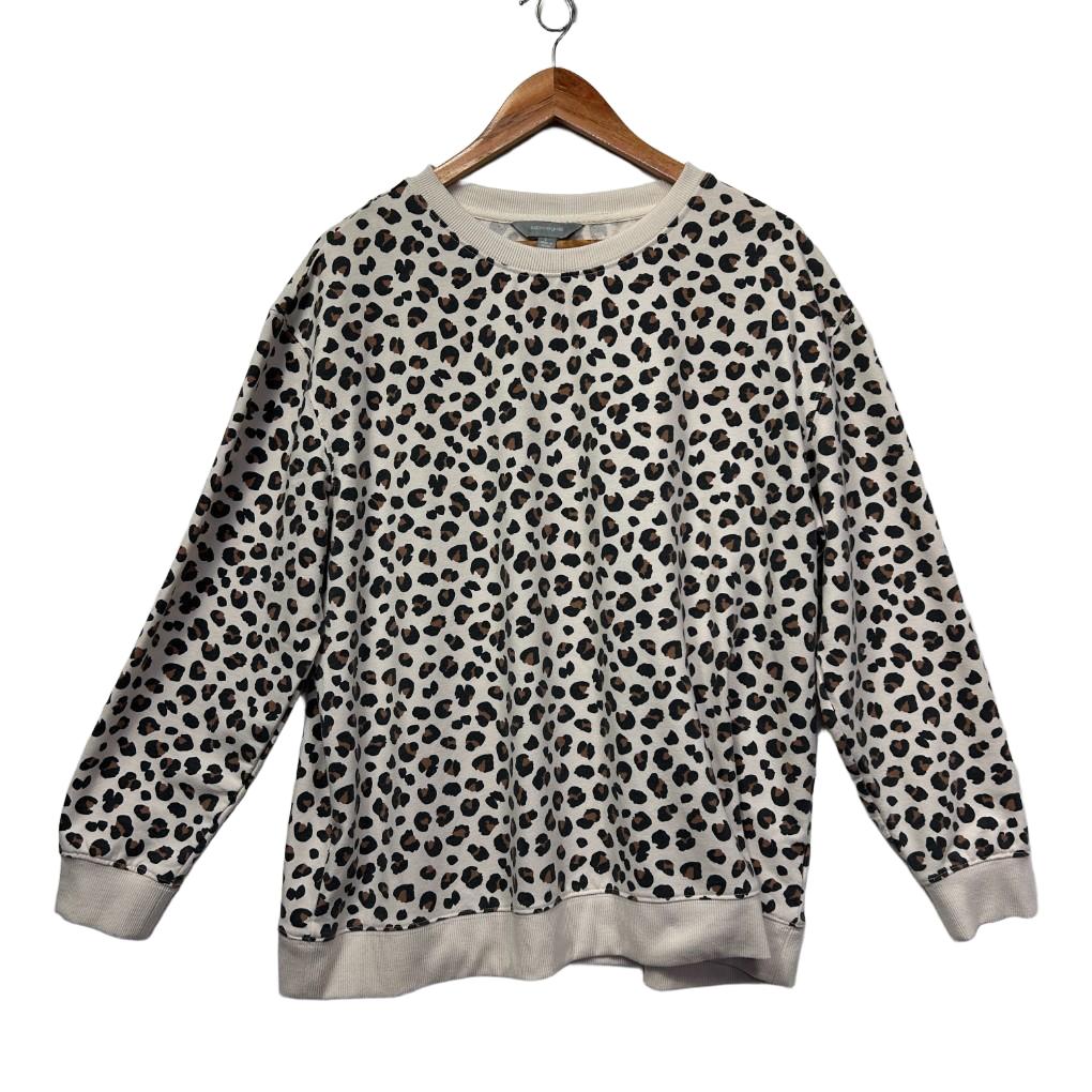 Suzanne Grae Cream Leopard Print Cotton Jumper - Size L