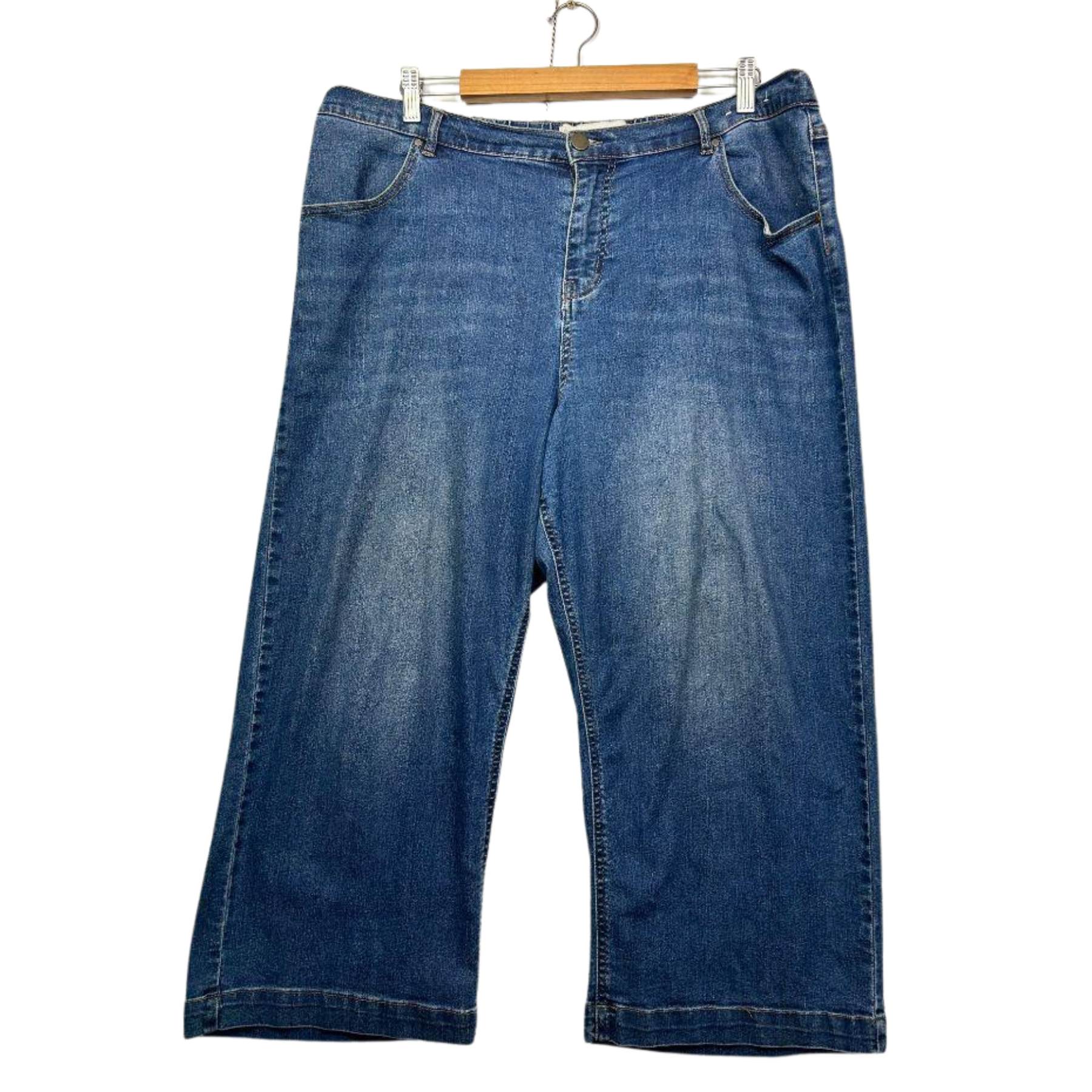 Suzanne Grae Denim Blue Cotton Cropped Pants - Size 18