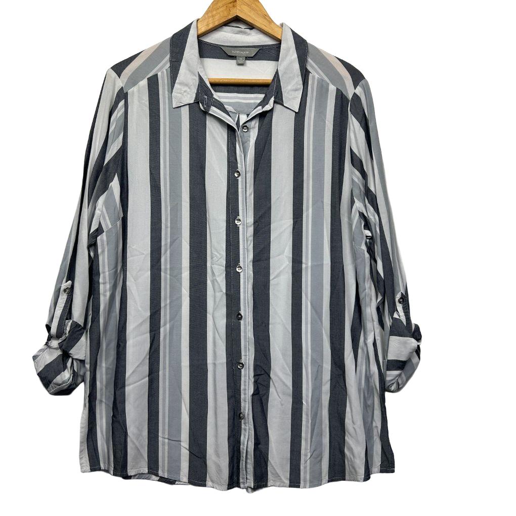 Suzanne Grae Grey Striped Shirt - Size 14