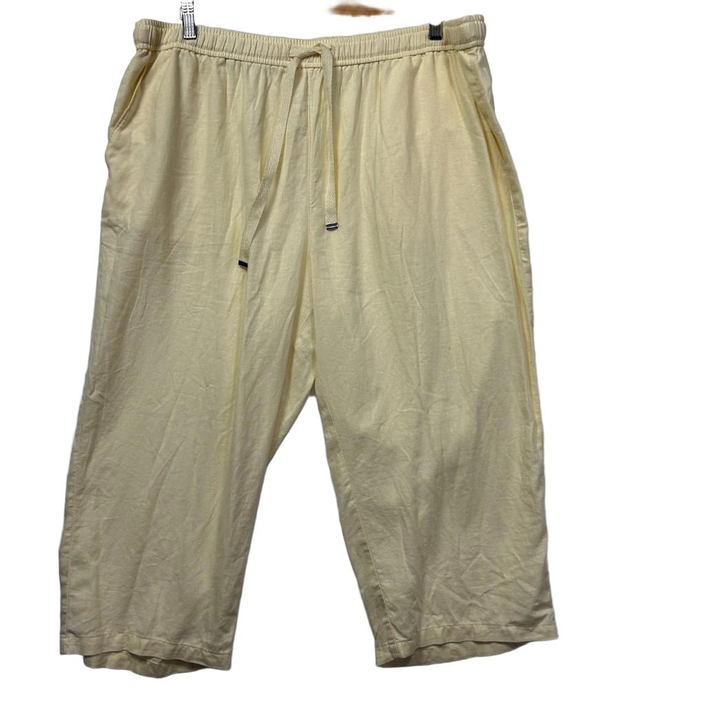 Suzanne Grae Linen Lemon Cropped Pants - Size 18