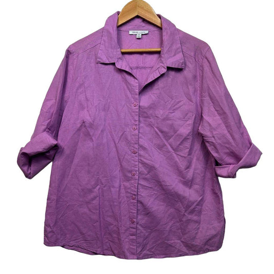 Suzanne Grae Linen Purple Linen Shirt - Size 14