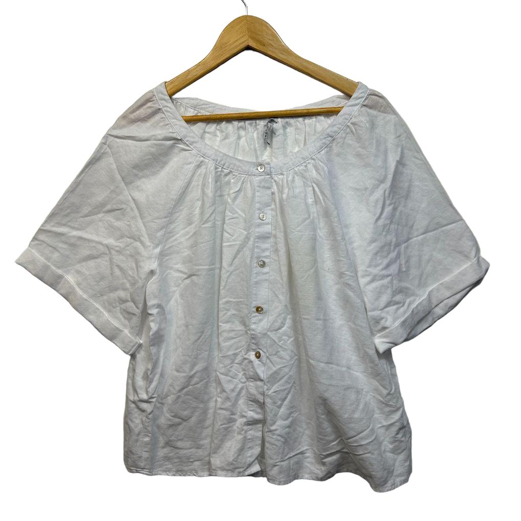Suzanne Grae Linen White Linen Top - Size 18