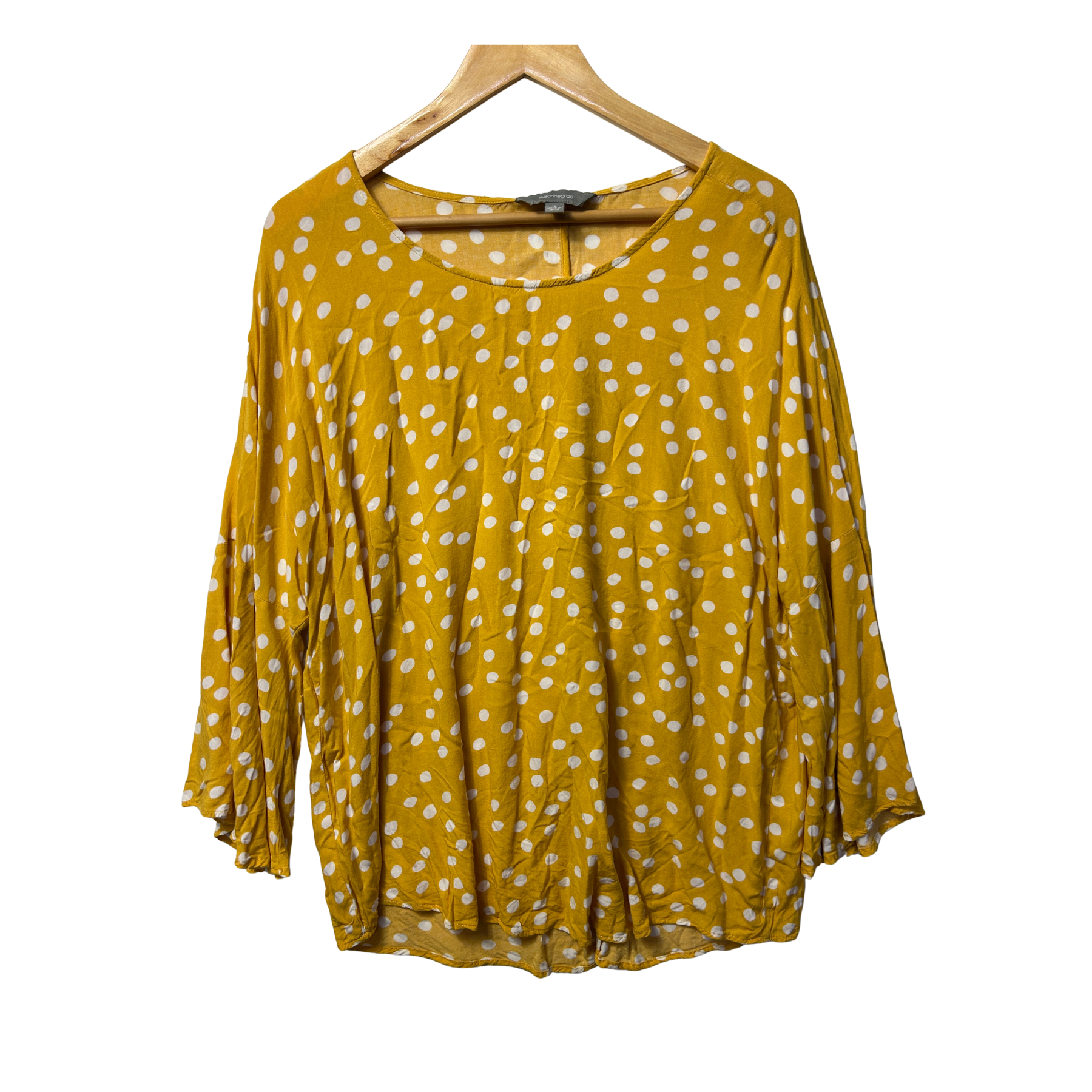 Suzanne Grae Mustard Polka Dot Top - Size 16
